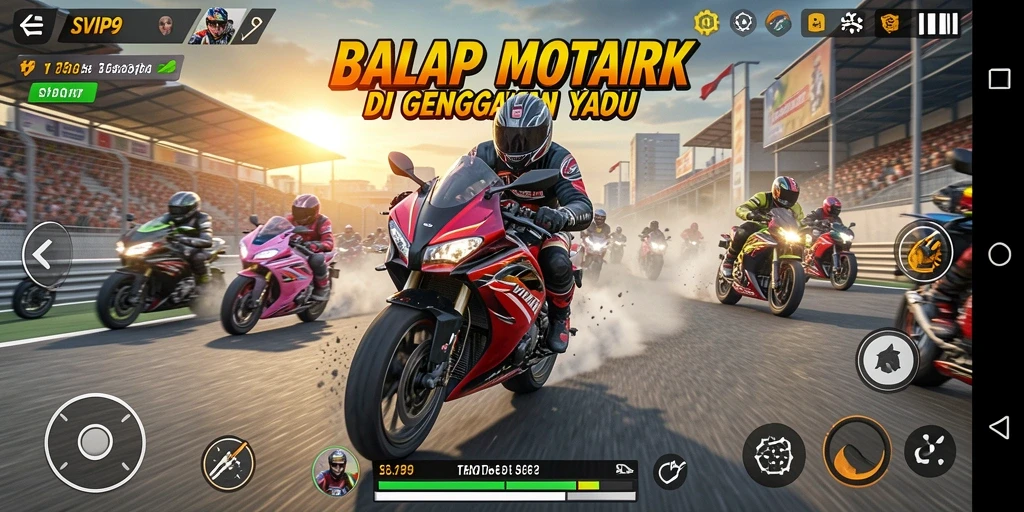 Gameplay seru balap motor dengan grafis mengesankan.