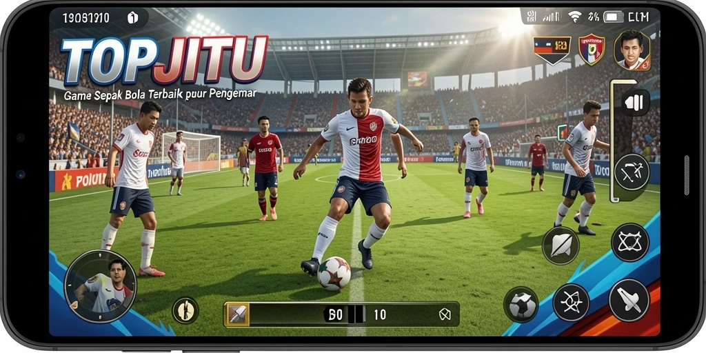 Tampilan gameplay seru dalam permainan sepak bola TOPJITU.