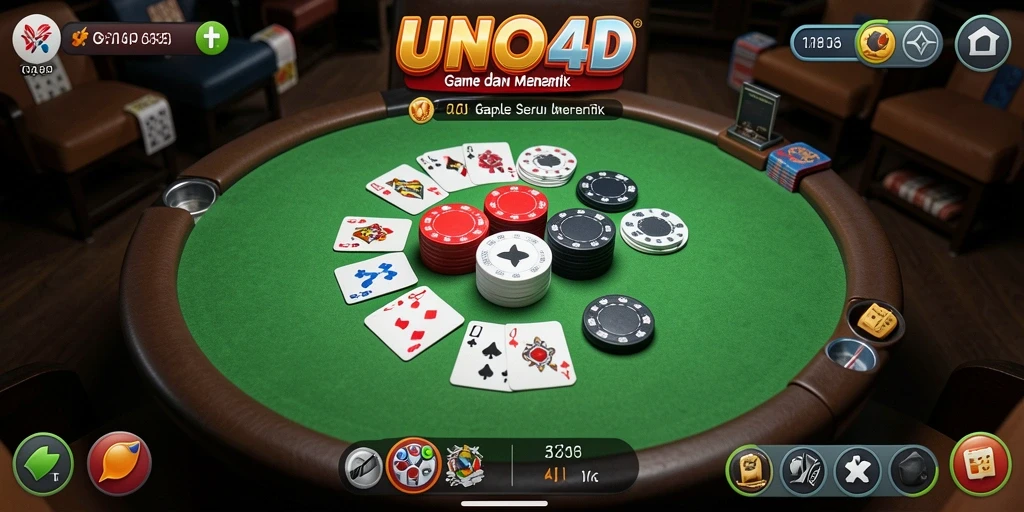 Screenshot gameplay UNO4D menampilkan aksi seru bermain Gaple.